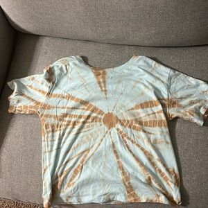 light blue and dark orange, tie-dye crop shirt